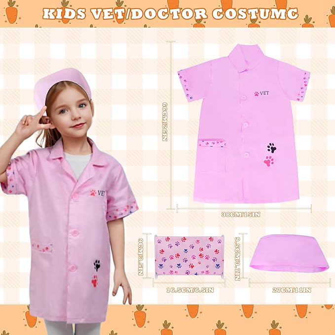 Doctor Kit for Girls -Vet Play Sets for Kids, Pretend Play Doctor Set with Pet Cage and Bunny Toy, Doctor Play Gift for Kids Toddlers Ages 3 4 5 6 Year Old for Role Play (Pink Bunny)