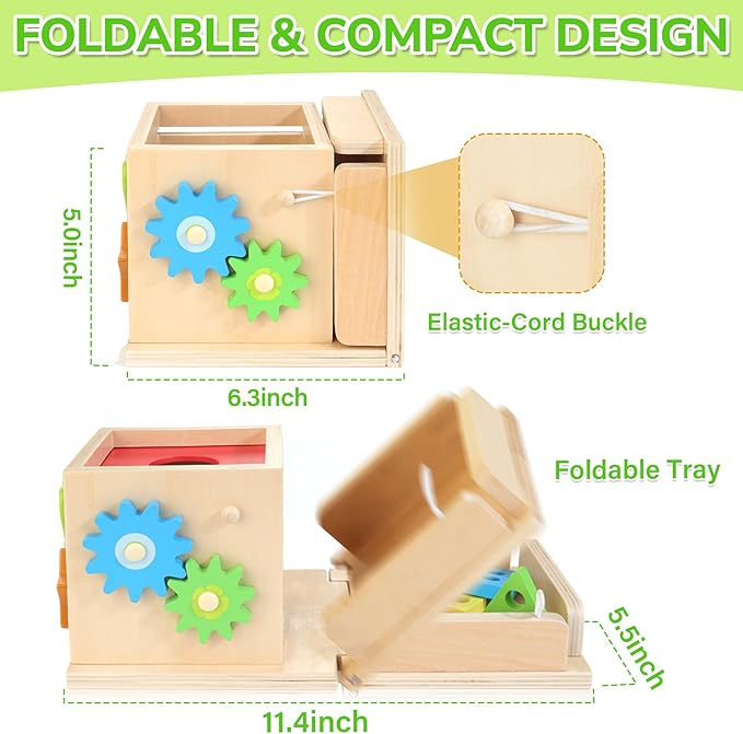 JUSTWOOD Montessori Toys for 1+ Year Old, 8-in-1 Wooden Play Kit Includes Object Permanent Box, Learning Activity Cube, Sorting & Stacking Toy, Carrot Harvest Game, Gift for Boys Girls Age 12+ Months