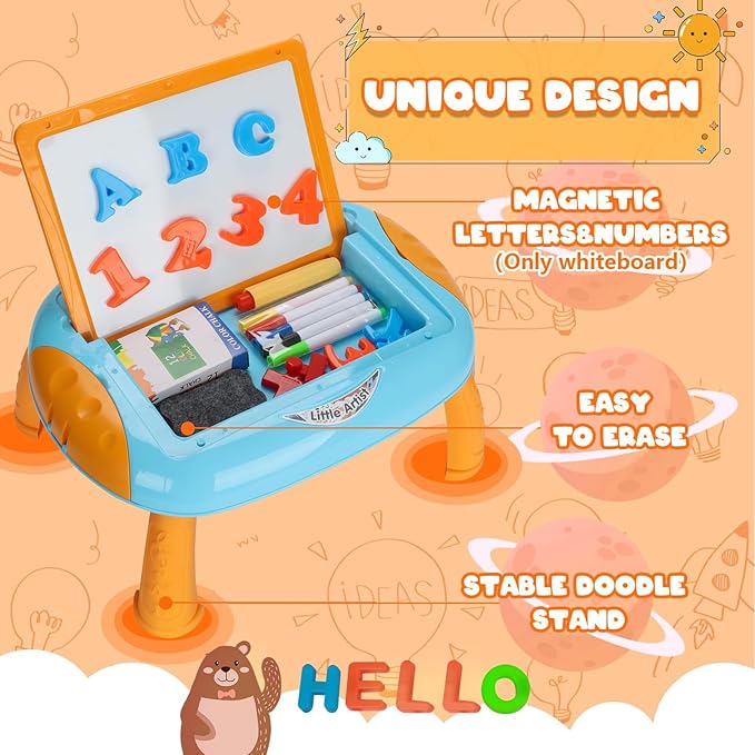 Toys for 1-2 Year Old Boys, Toddler Boy Toy with Magnetic Letters and Numbers, Learning and Educational Toys for 1 2 Year Old, Boys Birthday Christmas Gifts (Blue,Orange)