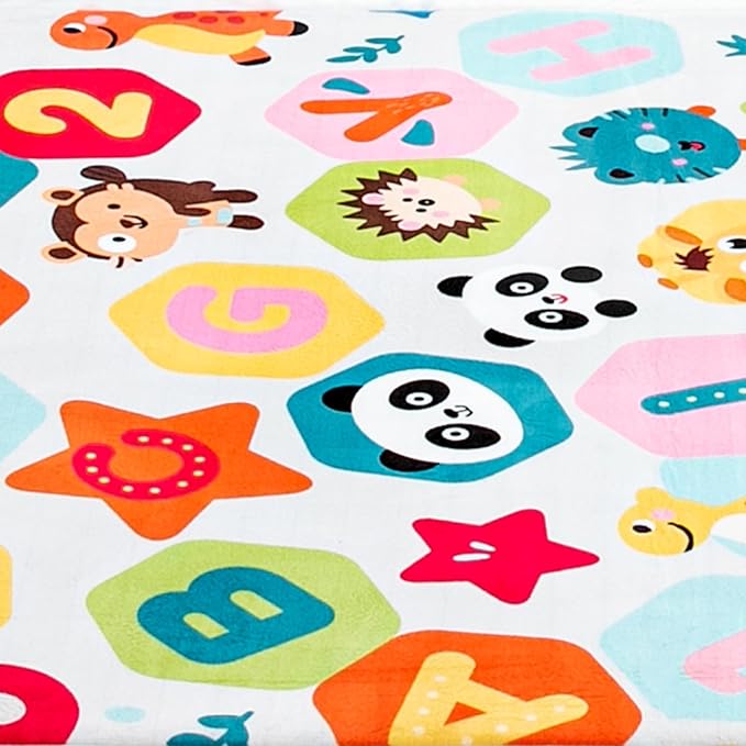 Baby Play Mat for Floor, 71'' x 59'' Thicken Foam Soft Padded Mat for Tummy Time, Playpen Mat for Toddlers, Water-Repellent Coral Velvet, Non-Slip Bottom Safe for Crawling (Animal)