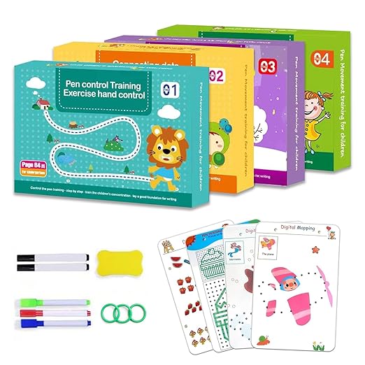 Scribble Smart Workbook,Drawing and Numbers Tracing Books for Kids,Wipe Clean,Practice Copybook, Reusable Practice Book for Preschool Age 3-8, Magic Copybook (New Edition-Panchromatic)