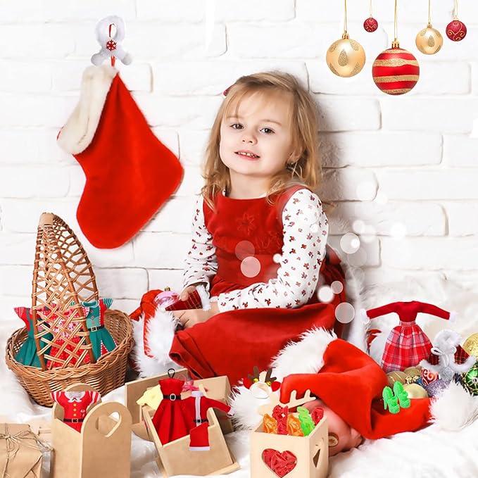 JANYUN Christmas Doll Clothes and Accessories,Doll Clothes Sets Party Dresses Outfits Xmas Gift Costumes Doll Shoes for Christmas Party Favors Girl Gift(Dolls not Included)