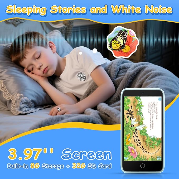 MINIBEAR Kids Toy Smartphone, 3.97" Toddler Dual Camera Learning Toys, 201+ Educational Games Play Phone No WiFi for Girls Boys 3-12 Christmas Birthday Gifts with 32g SD Card (Dinosaur)