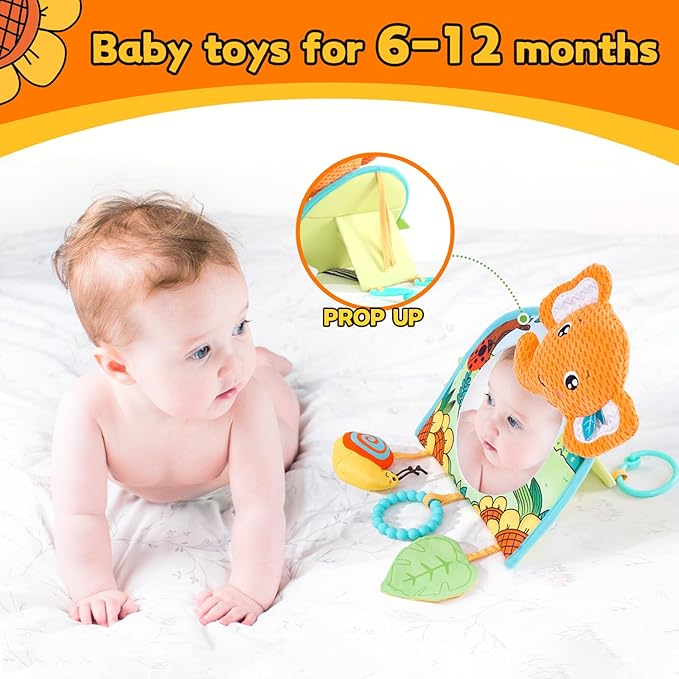 Koty Car Seat Toy - Kick and Play Activity Center with Mirror,Teether and Crinkle, Fun Travel Baby Toy for Rear Car Seat, Easier Drive with Newborns, Babies, Hanging Toys for Infants 0-6-12-18 Months