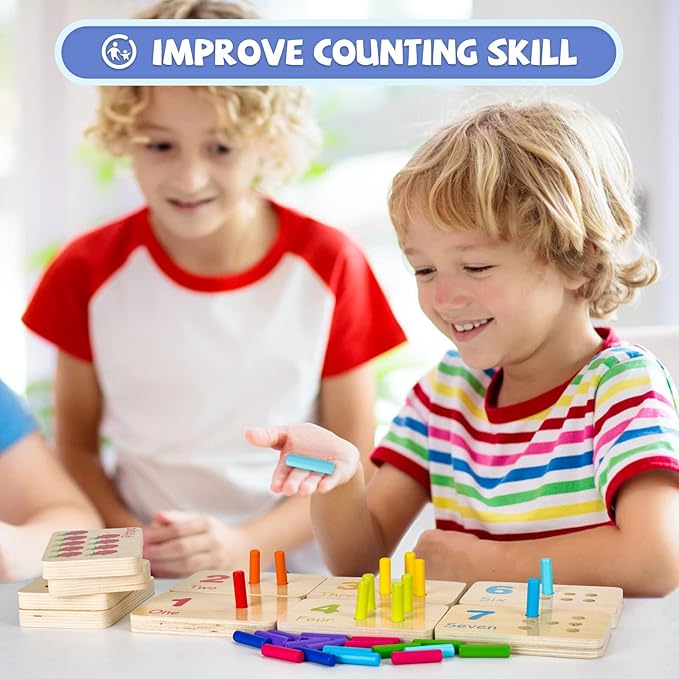 Montessori Wooden Number Blocks and Counting Peg Boards: Educational Math Manipulatives for Toddlers and Kindergarteners Learning Numbers and Math Concepts