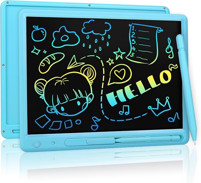 LCD Writing Tablet for Kids, 15 Inch Colorful Drawing Doodle Board, Learning Educational Drawing Pad Toys for Kids, Christmas Birthday Gift for 3 4 5 6 7 8 9 Year Old Girls Boy