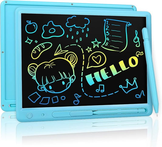 LCD Writing Tablet for Kids, 15 Inch Colorful Drawing Doodle Board, Learning Educational Drawing Pad Toys for Kids, Christmas Birthday Gift for 3 4 5 6 7 8 9 Year Old Girls Boy