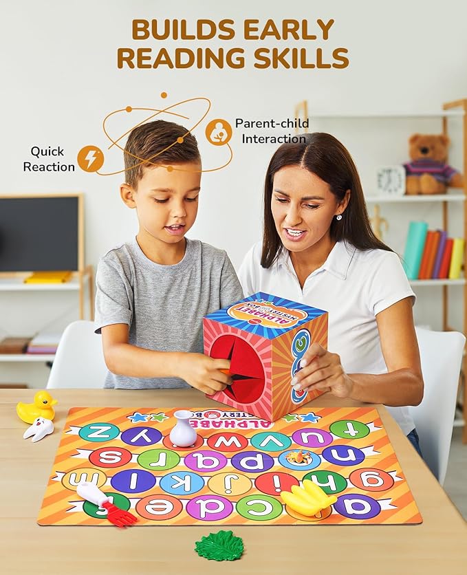 JoyCat Mystery Alphabet Box for Kids 26 PCS Letters Sorting Matching Game Activities Letter Sounds Fine Motor Learning Toys for Preschool Kindergarten Classroom - Halloween