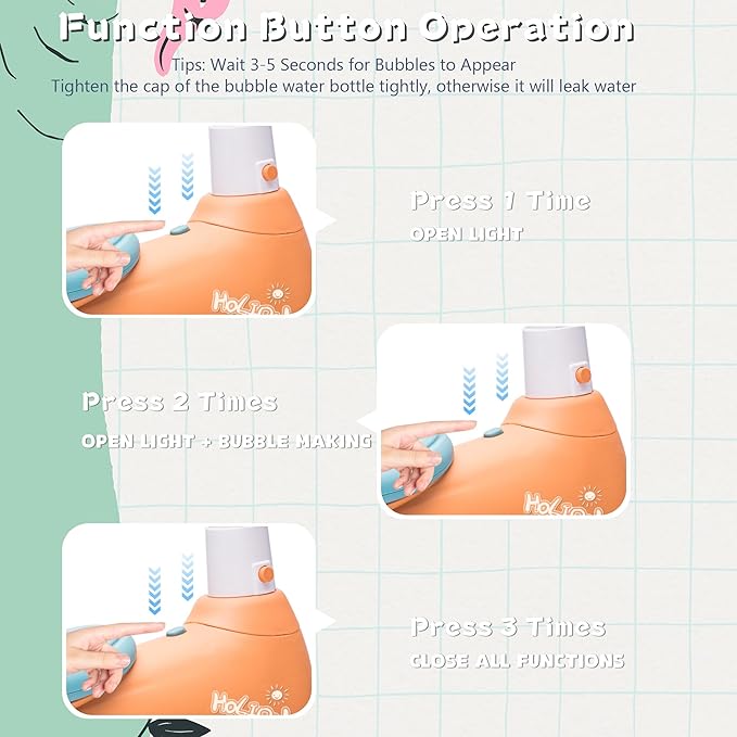 Baby Balance Bike 1 Year Old with Music, Lights, Bubble Machine, 4 Wheels Pedal-Less Toddler Ride on Toys for 12-36 Months Birthday Gift, Toddler boy Toys（Orange&Green）