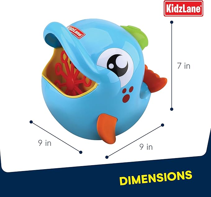 Kidzlane Bubble Maker Machine for Kids - Big Bubbles Speed Blower for Toddler's Outdoor Party Play - Makes 500 to 1000 per Minute (Bubble Dolphin)