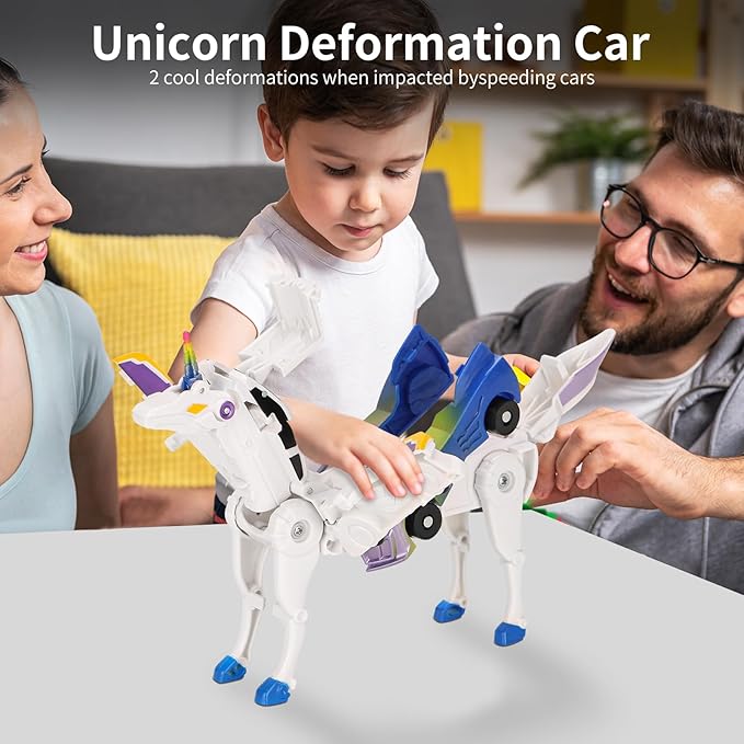 Car Toy transformable Unicorn, Sports car Collision Magic Unicorn, Children's transformable car Robot Suitable for Boys and Girls