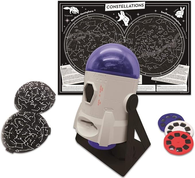 LEXiBOOK, 2-in-1 Constellations and Images Planetarium Projector, 24 Images to Discover Space, 2 Constellation Domes, STEM, White/Blue, NLJ180US