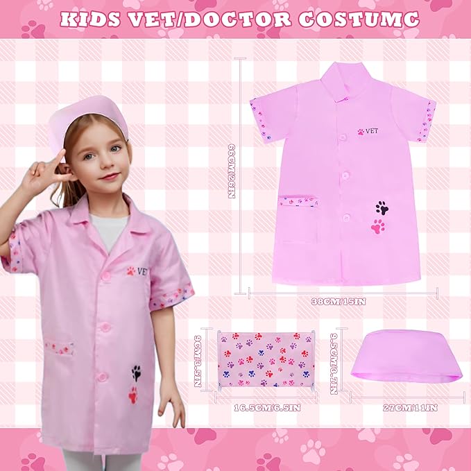 Doctor Kit for Girls -Vet Play Sets for Kids, Pretend Play Doctor Set with Pet Cage and Kitten Toy, Doctor Play Gift for Kids Toddlers Ages 3 4 5 6 Year Old for Role Play (White Kitten)