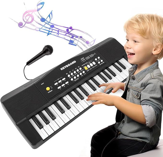 Toy Piano Keyboard for Kids Upgrade Electric Pianos Toys for 3 4 5 6 7 8 Year Old Girls Boys Beginners Keyboards with Microphone Toy for 3+ Year Old Kid Gifts (Black)