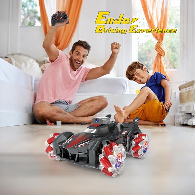 Yasola RC Car with Camera for Kids, Remote Control 360° Rotating High Speed Stunt Vehicle Toy for Boys and Girls, Rechargeable Racing Drift Cars with Flashing Lights and Dynamic Sound for Adults