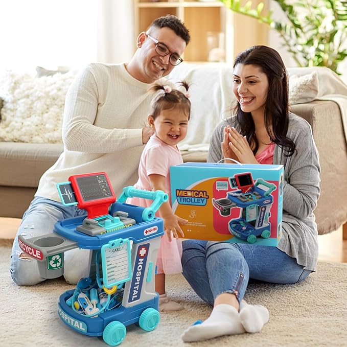 Doctor Kit for Toddlers 3-5 Fun Kids Doctor Play Set for 2 3 4 5 Year Old Girls Boys Dress Up Toys with Cart Costume and Stethoscope Dentist Vet Toddler Pretend Play Toys for Christmas Birthday Gifts