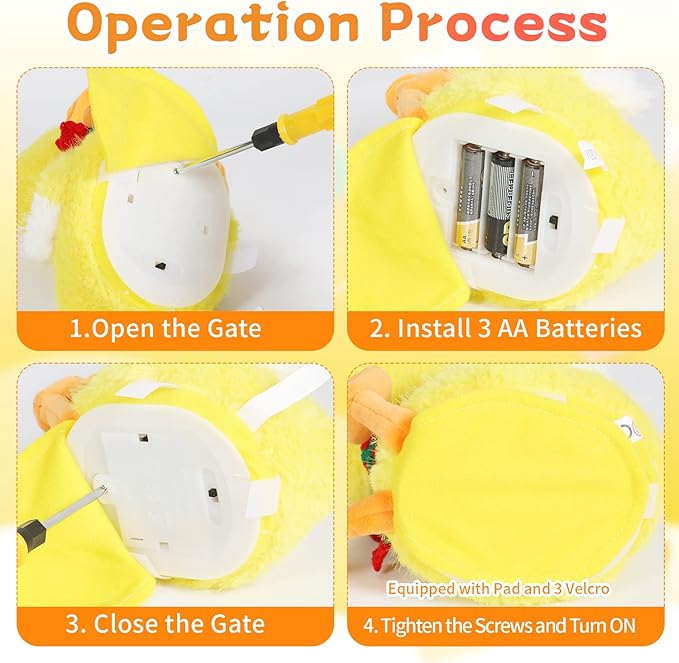 Singing Dancing Duck, Quacking Duck, Body Shaking, Plush Duck Toy Musical English Songs Singing Animated Twisting Gifts of Funny Toys for Boys Girls Kids, Christmas Animated Plush Toys