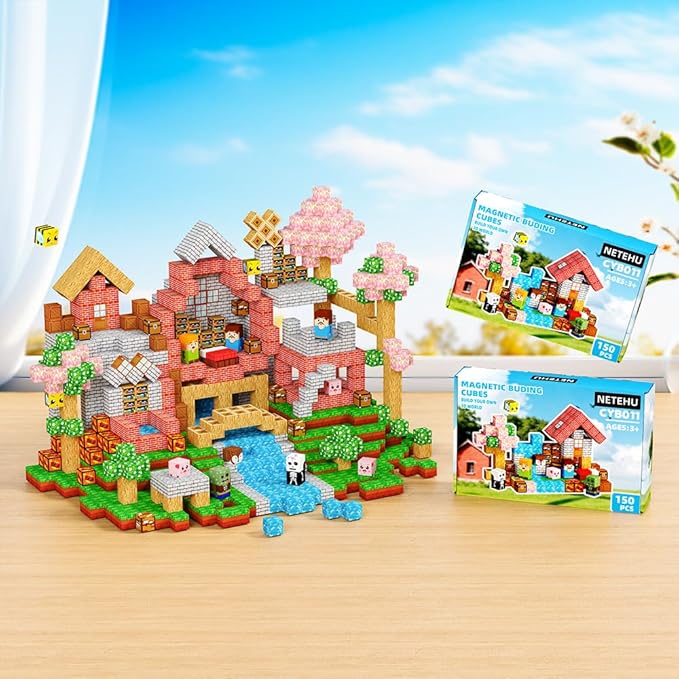 150PCS Magnetic Blocks, Stacking Magnets for Kids, Sensory Toy for Learning Toys, STEM Sensory Travel Magnet Building Toys for Toddlers