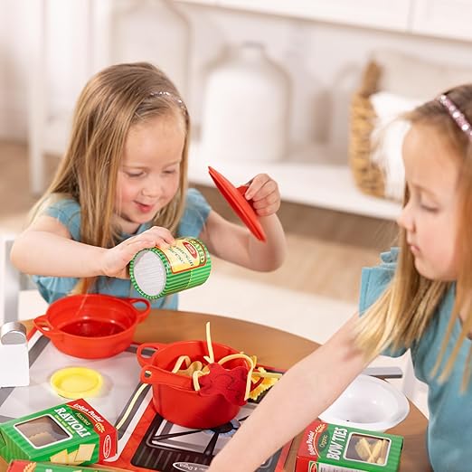 Melissa & Doug Prepare & Serve Pasta Set with Toy Food & Kids Play Kitchen Accessories, Montessori-Inspired Preschool Learning Toys for Girls & Boys 3+