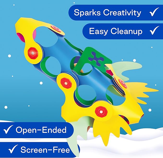 Clixo Rainbow Max 54 Piece Pack - Flexible, Durable, Imagination-Boosting Magnetic Building Toy- Modern, Modular Designs for Hours of STEM Play. A Multi-Sensory Magnet Toy, Travel Friendly. Ages 4-99