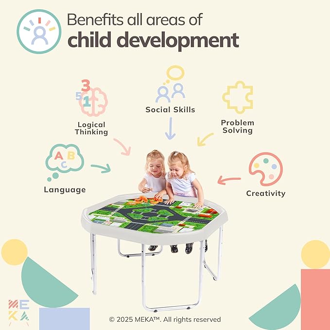 MEKA Large 38"x38" Tuff Tray Set White, Activity Sensory Tray Plus Stand Children, Outdoor Play Sand and Water Table for Toddlers and Kids, Toy Boys Girls