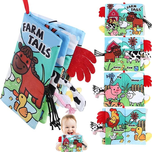 Sensory Baby Books 0-6 Months, Tummy Time Soft Cloth Baby Toys 3-4-5-7-8-9 6-12 Month Old, Newborn Infant Boy Christmas Shower Gifts Touch Feel Crinkle Book for Babies Girl Stocking Stuffers