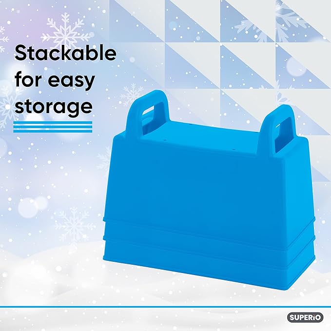 Superio Snow Brick Maker Igloo Fort Block Form Outdoor Winter Snow Toys Sand Castle Building Kit for Adults and Kids Sandbox, Beach, Sand Toys (Blue), 3 Pack