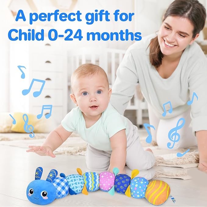 KMUYSL Baby Toys 0-6 6-12 Months, Sensory Music Animal Stuffed Toy for 0 1 2 3 4 5 6+ Months, Plush Toy with Crinkle and Rattles for Infant Newborn, Tummy Time Toys Gifts for 0-3-6-12 Month
