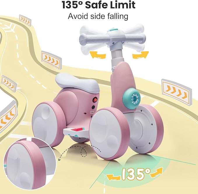 Electric Baby Balance Bike with Bubble Machine for 1 Year Old Boys Girls 4 in 1 Toddler Balance Bike 12-48 Month Kids Bubble Bike Ride Toys First Birthday Gift with Powered Motor,Music,LED Lights