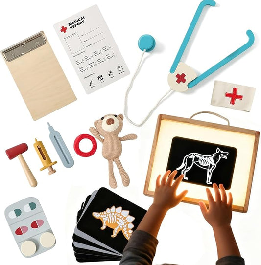 Kids Vet Doctor Kit & STEM Toy | Learn Animal Anatomy with Stethoscope, Organ/Muscle Models, X-Ray Cards | Interactive Pretend Play for Boys & Girls