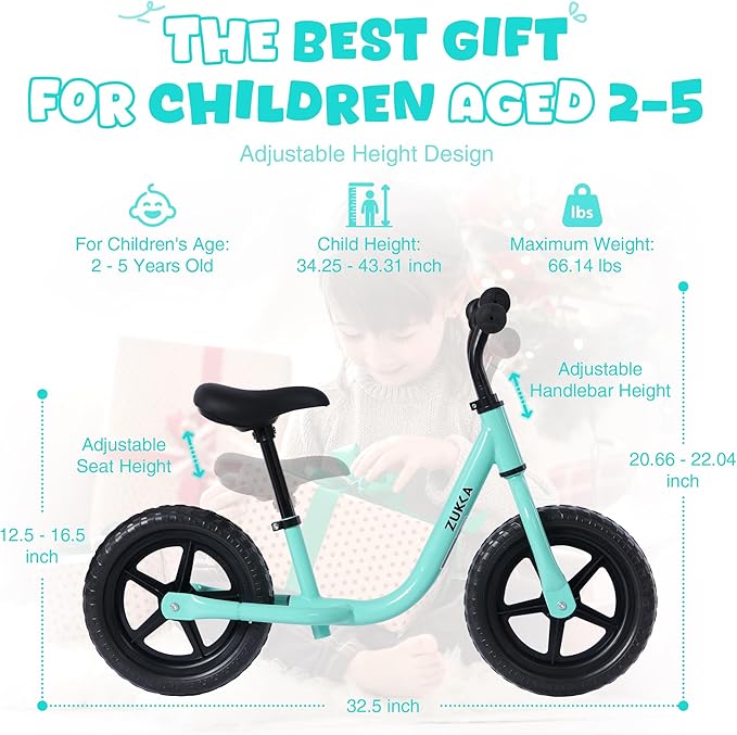 MEGHNA Toddler Balance Bike Kids Toy Aged 2-5 Years Old with Safety Footrest Adjustable Height Seat and Handlebar Strider Bike 8 inch Wheel for Over 18 Months Baby Toddler Kids, Easy to Assembly