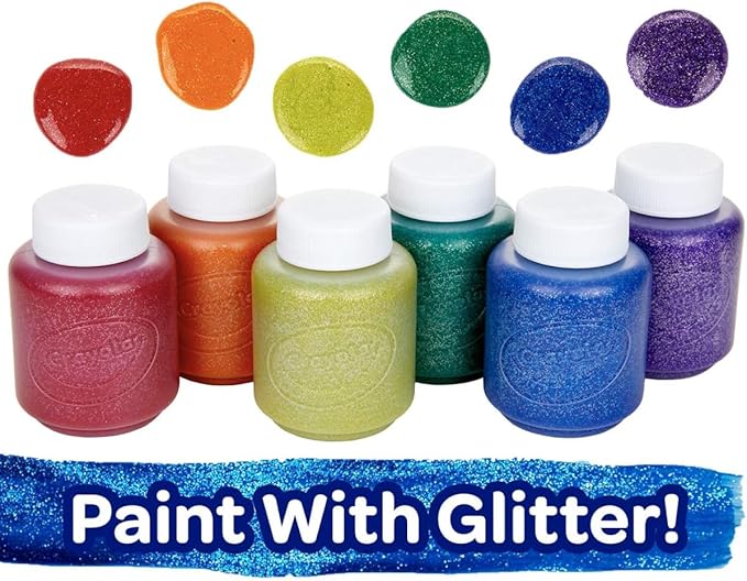 Crayola Washable Kids Paint Set (12ct), Easter Basket Stuffer, Classic and Glitter Paint for Kids, Spring Arts & Crafts Supplies for Classrooms, Toddler Painting Kit, Gifts, Ages 3+ [Amazon Exclusive]