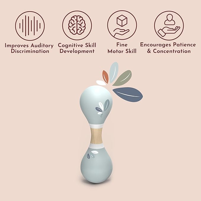 SPEEDY MONKEY Wooden Maracas for Kids | Colorful Maraca Musical Toy | FSC Certified Hand Percussion | Fiesta & Mexican Party Instrument for Toddlers, Pretend Play Rumba Shaker (Color May Vary)