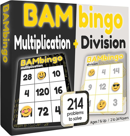 THE BAMBINO TREE Multiplication and Division Facts Bingo Game - 3rd 4th & 5th Grade Educational Math Learning for Classroom & Homeschool