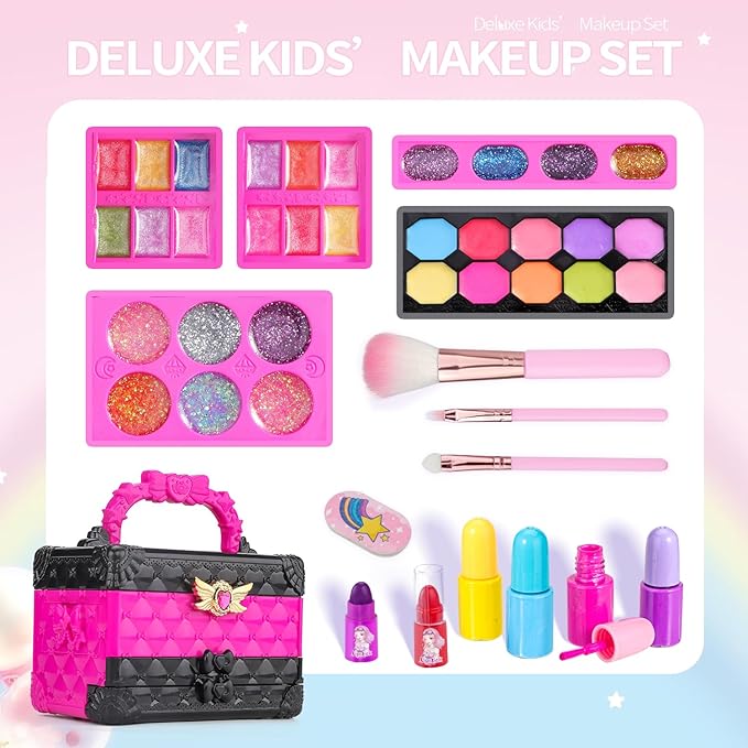 IMAGICTOWN Kids Makeup Sets for Girls 5-8 - Non-Toxic Play Makeup Kit for Toddlers 3-4 - Maquillaje para Niñas - Girls Makeup Kit Age 4-6 - Perfect Toddler Makeup Set
