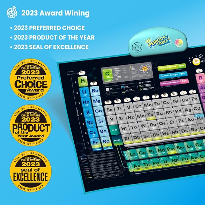 BEST LEARNING i-Poster My Periodic Table – Interactive Talking Periodic Table for Kids Ages 8-14 to Learn Elements, Symbols & Atomic Facts Through Sound and Quiz Play