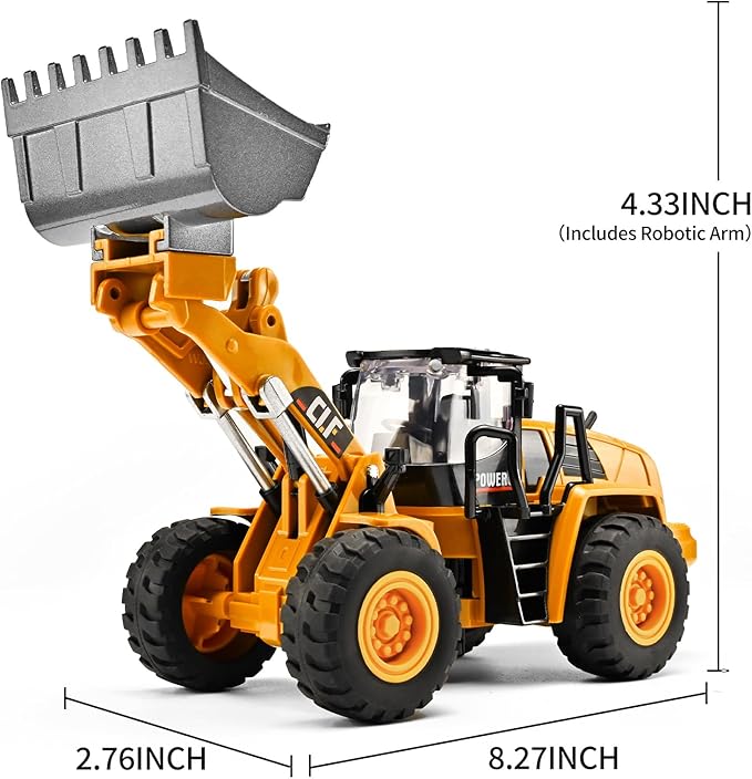 Bulldozer Toys for Boys,Bulldozer Toy with Movable Front Loading Arm and Liftable Bucket,Toy Bulldozers Construction Vehicles with Simulated Lights,Construction Trucks for Toddlers 3-5