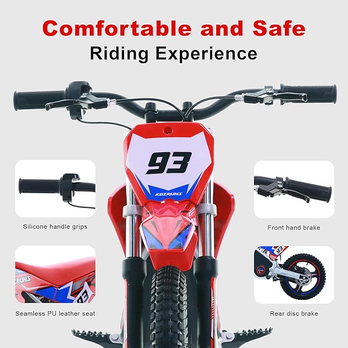 Electric Dirt Bike for Boys Girls Ages 5-10, 350W High Racing Competition Grade Motorcycle, Up to 18MPH 3 Speed Settings Balance Bike, 14IN Off-Road Tires Advanced Shock Absorption, Blue