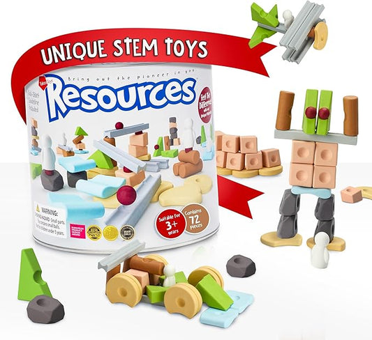 Taksa Toys Creative Unique Building Stem Toys for Kids Ages 4 5 6 7+ Educational Blocks Resources for Learning, Open-Ended Montessori Toys for Girls Boys Fine Motor Skills, Reggio Emilia Toys 72 Pcs