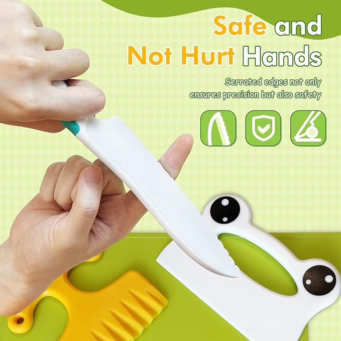 Chanking 13 Pieces Kids Knife Set for Real Cooking Child-Friendly Plastic Chef Tools, Montessori Kitchen Toys, Gifts for Boys and Girls Ages 4+