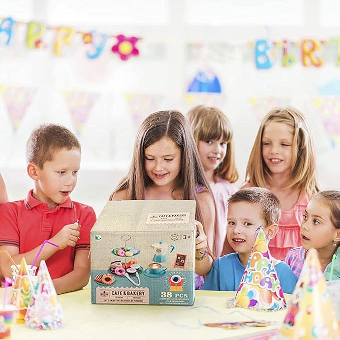 Pretend Tea Party Set for Little Girls, 38 PCS Coffee Maker Set and Play Food Dessert Set for Kids Age 3 4 5 6 7 8 9, Kids Kitchen Pretend Play for Princess Girls Boys