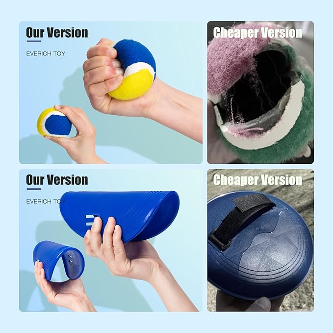 EVERICH TOY Upgraded Toss and Catch Ball Game Set - Indoor and Outdoor Games for Kids 3-12, Beach Sand Pool Water Toy Includes 2 Paddles 2 Sticky Balls, Great Birthday Gifts for Boys Girls