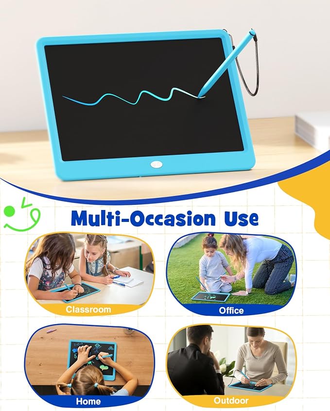 ORSEN LCD Writing Tablet 12 Inch, Colorful Doodle Board Drawing Tablet, Erasable Reusable Writing Pad, Educational for 3-8 Year Old Girls Boys(Blue)