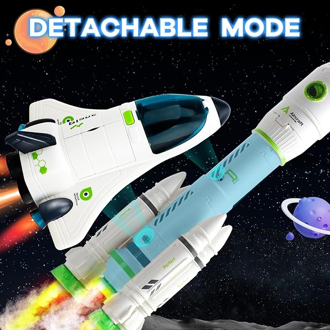 TOY Life Space Toy Rocket Toys for Kid Shuttle with Astronaut Spaceship Planet Stem with Christmas Spaces Station for Boy 3 4 5 6 7 8, Gift for Age 3+