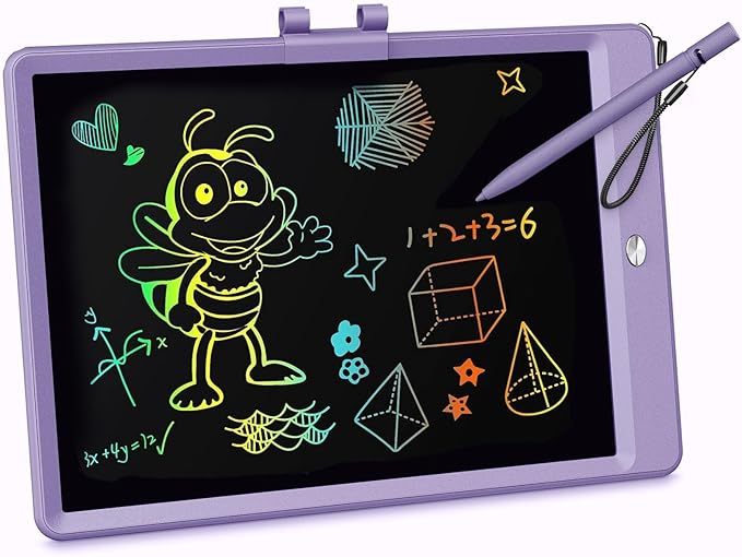 KOKODI LCD Writing Tablet, 10 Inch Colorful Toddler Doodle Board Drawing Tablet, Erasable Reusable Electronic Drawing Pads, Educational and Learning Toy for 3-6 Years Old Boy and Girls(Purple)