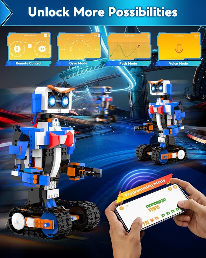 Robot Building Kits for Kids, Stem Toys for Boys Age 8-12, APP & Remote Control Educational Coding Building Sets, Programmable Robot for Kids, Rechargeable Robotic Kit Gifts for Girls Boys