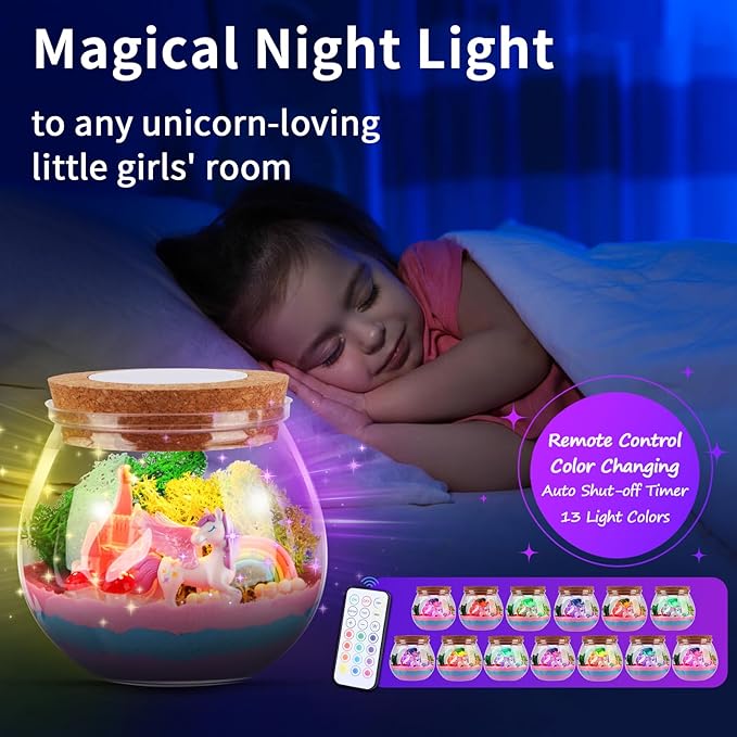 Unicorn Gifts for Girls 4-12 Years Old, Unicorn Crafts Kit for Kids, Light Up Decoration with Remote Control - Arts and Crafts for Kids, Birthday Gifts Toys for Girls Age 4 5 6 7 8 9 10 11 12