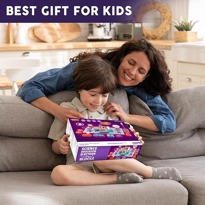 VATOS Science Circuit for Kids, 53PCS DIY Electronics Exploration Kit with 150+ Projects, Physics Science Experiments Circuit Board Kit, School Family STEM Educational Toy Gift for Boys Girls Ages 6+