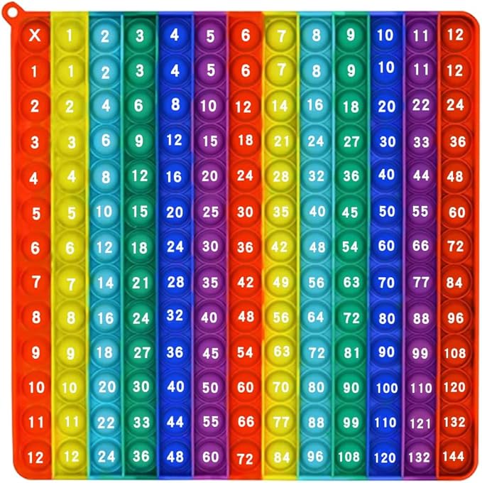Multiplication Rainbow Pop Fidget Math Learning Toy, Multiplication Table Educational Game, 12x12multiplication pop Multiplication Exercise Educational Math Game Board Abacus for Kids Math