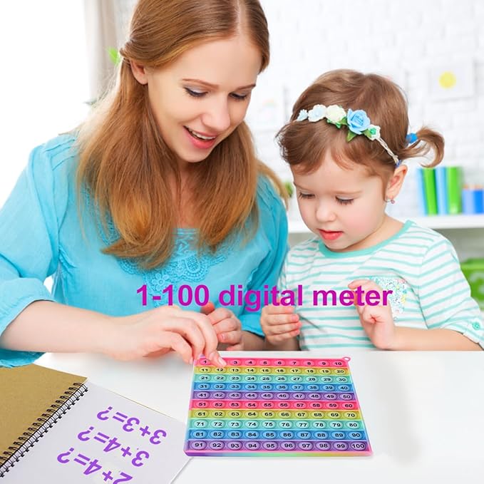 Number Game P0PP Math Toy, Exercise Children's Logical Thinking, Relieve Stress, Fidget Game for Teachers to Create a Variety of Math Operations [1-100 Number Table]